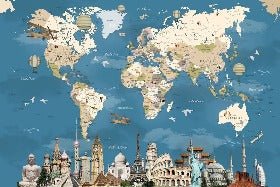 Papier peint carte monde Monument World
