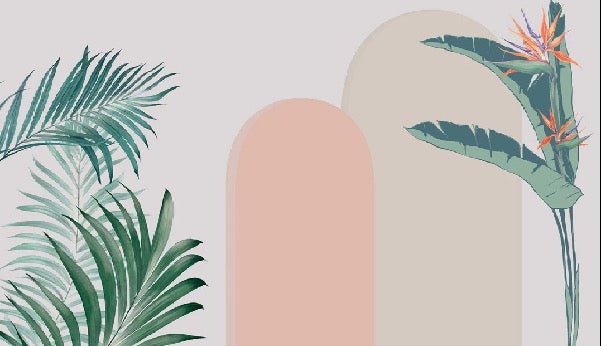 Papier peint chambre arches plantes