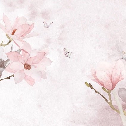Papier peint aquarelle magnolia rose