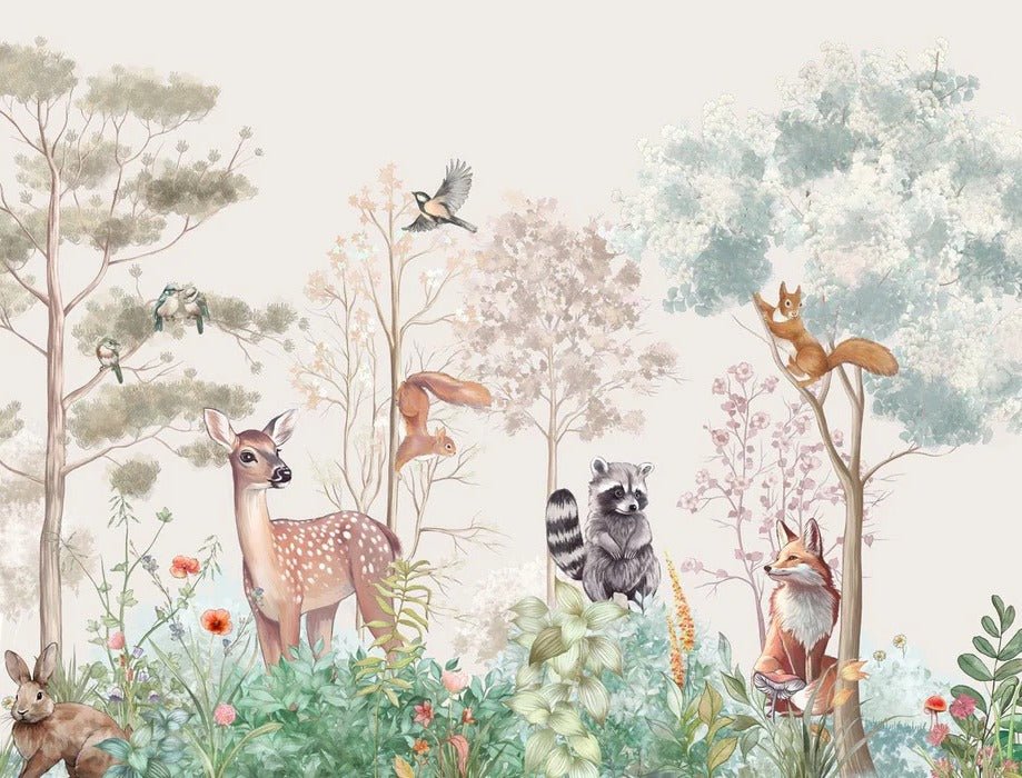 Papier peint chambre enfant nature magique beige