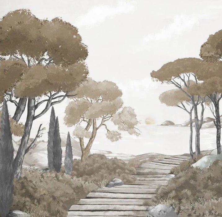 Papier peint balade dans les calanques brun