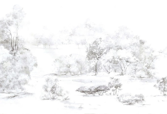 Tapete Kiefernwald Aquarell