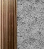 Papier peint imitation béton et tasseau chêne