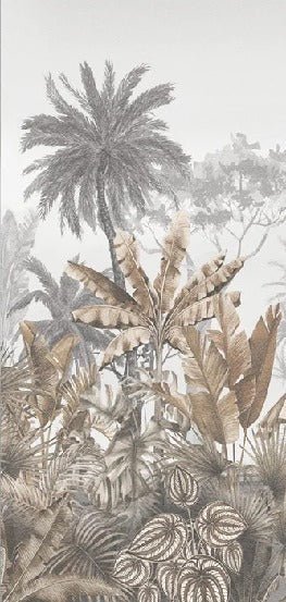 Papier peint wc tendance tropical sépia