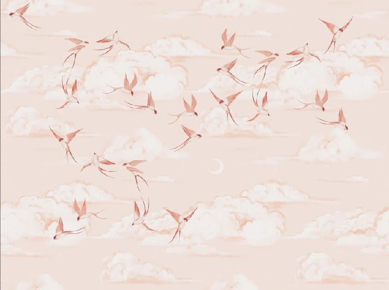 Carta da parati poetica per la cameretta dei bambini in terracotta