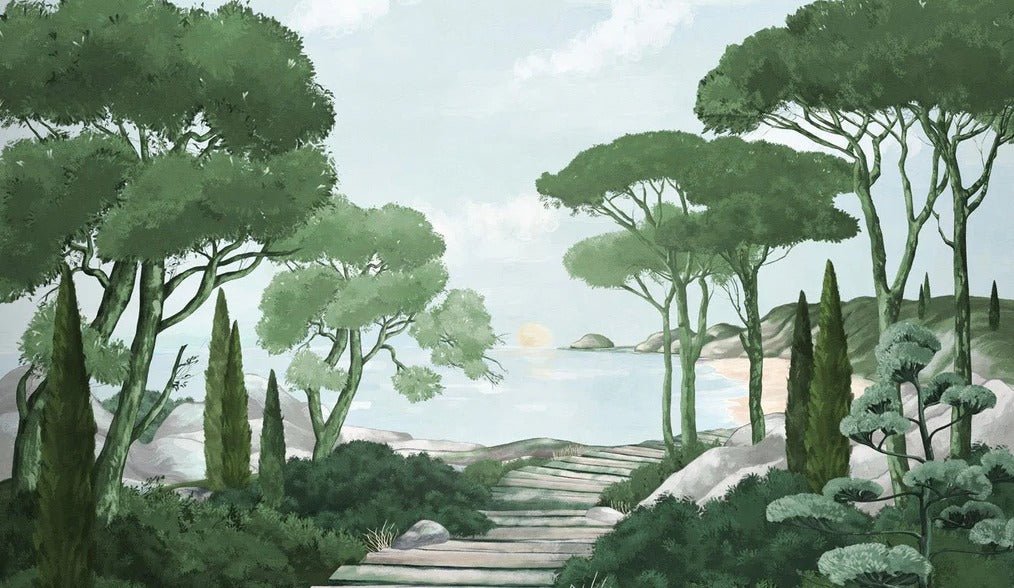 Tapete Spaziergang in den Calanques grün