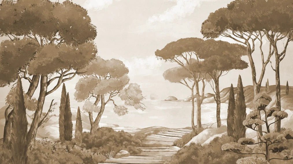 Papier peint balade dans les calanques monochrome