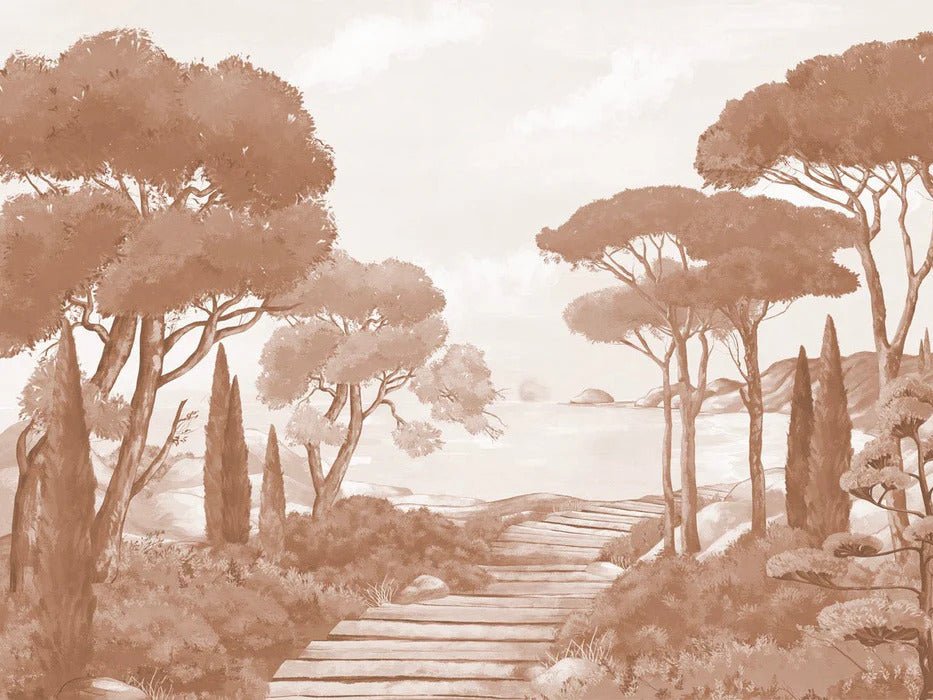 Carta da parati Passeggiata nei torrenti in terracotta