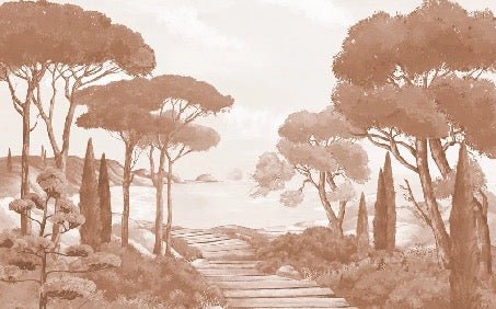 Tapete „Spaziergang in den Calanques“ Terrakotta