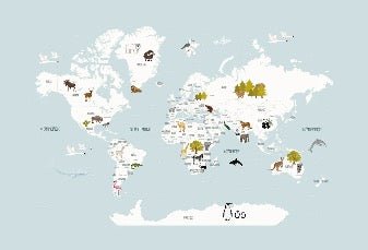 Papier peint Carte du monde en Francais enfant bleu glacier