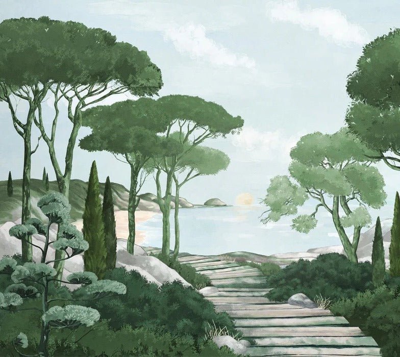 Tapete Spaziergang in den Calanques grün