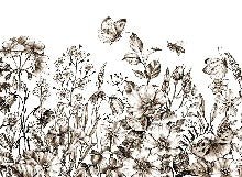 Carta da parati floreale country seppia