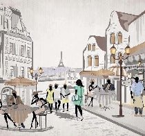 Französische Tapete Paris Café en terrasse