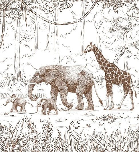 Papier peint jungle enfant monochrome