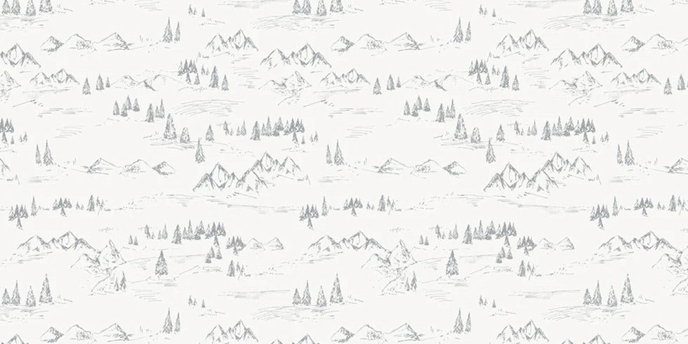 Papier peint illustration montagne et sapin
