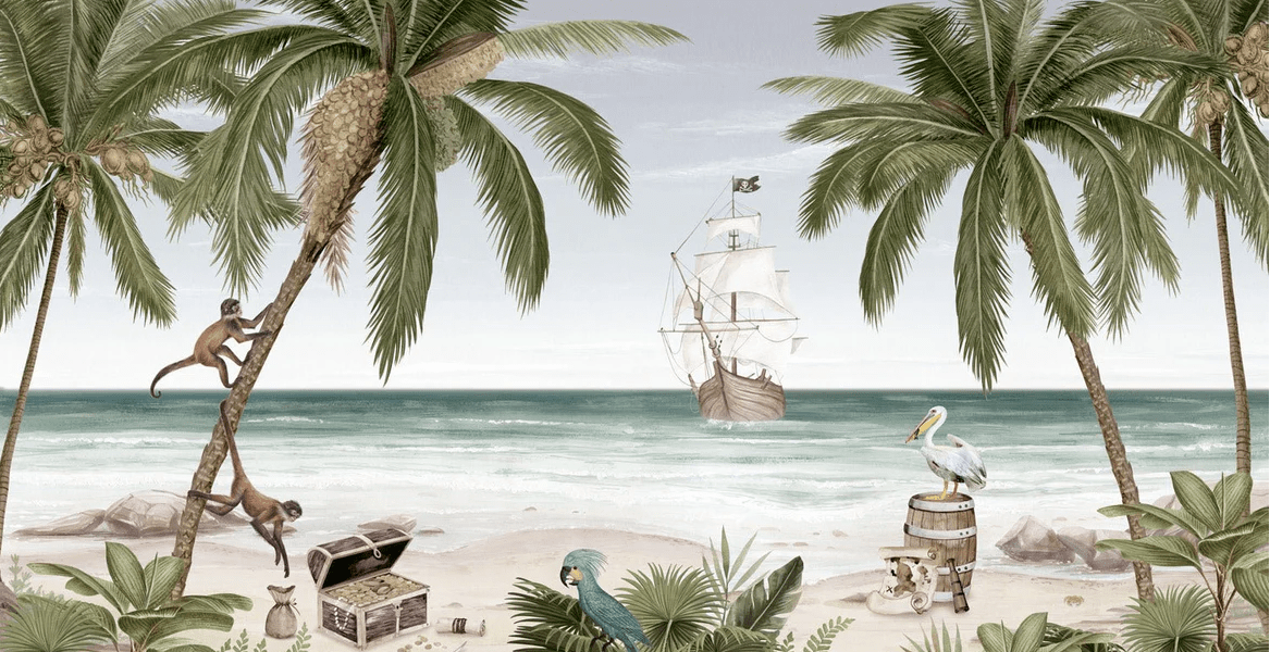 Papier peint La Baie aux Pirates - H229cm x L445cm - Matière Softouch, XXL, tendance