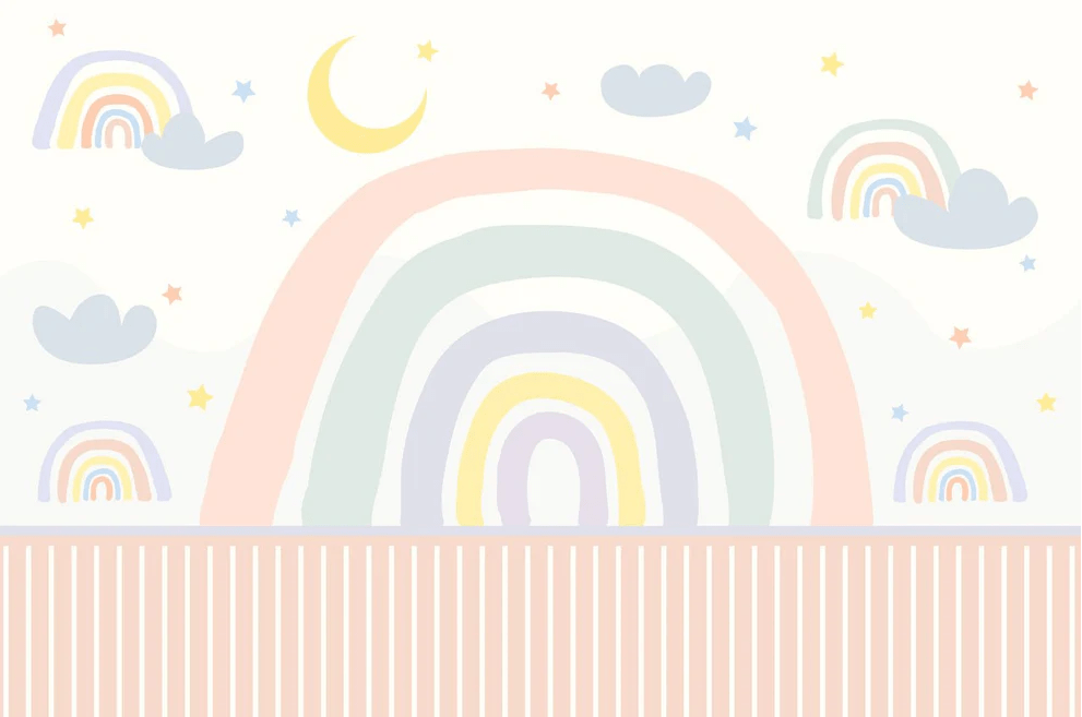 Tapete für Mädchenzimmer Regenbogen – H 252 cm x L 380 cm – Material Softouch