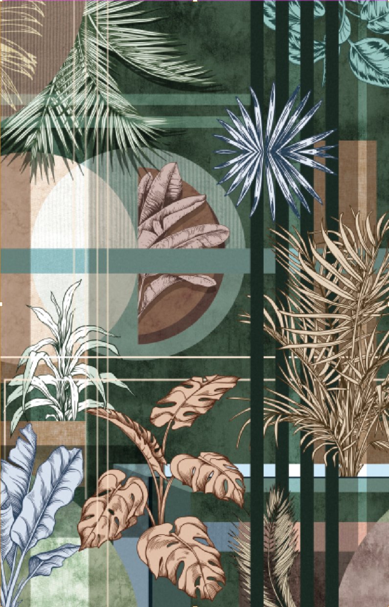 Tapete für Badezimmer Geometric Palms L 232 cm x H 365 cm