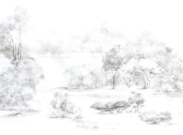 Tapete Kiefernwald Aquarell