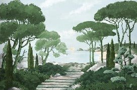 Papier peint balade dans les calanques vert, XXL, tendance