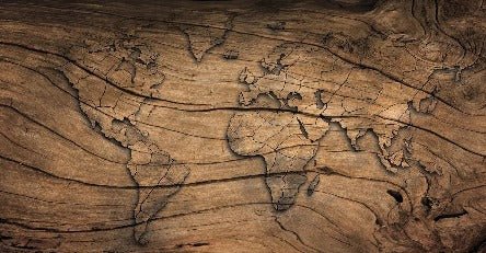 Papier peint Wood & Map
