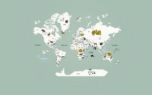 Papier peint Carte du monde en Francais enfant vert