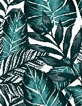 Papier peint wc intissé Feuille couleur Bleu Paon, XXL, tendance