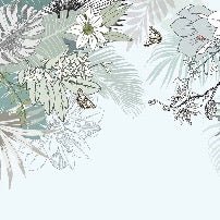 Papier peint wc tendance nature plante vert d'eau