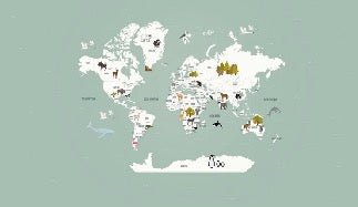 Papier peint Carte du monde en Francais enfant vert