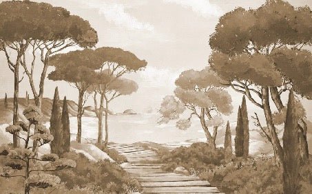 Papier peint balade dans les calanques monochrome