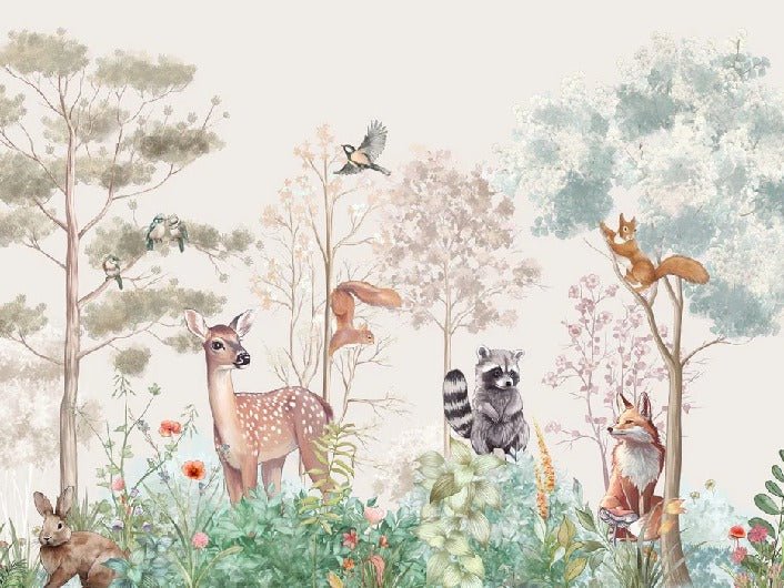 Papier peint chambre enfant nature magique beige