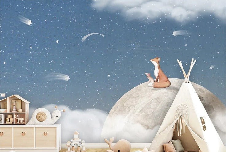 Carta da parati per bambini blu notte calmante