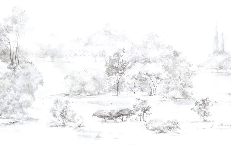 Tapete Kiefernwald Aquarell