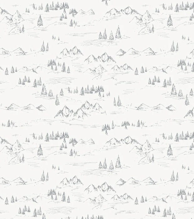 Papier peint illustration montagne et sapin