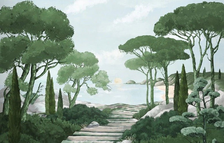 Tapete Spaziergang in den Calanques grün