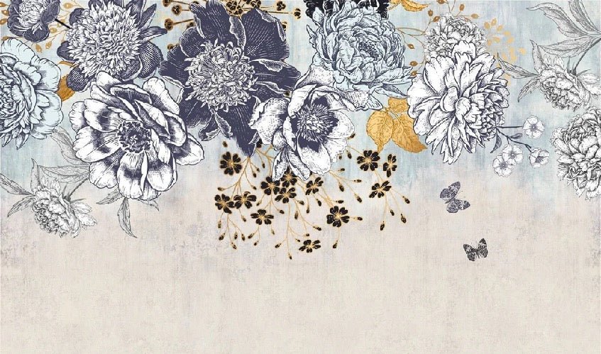 Retro-Florale Tapete