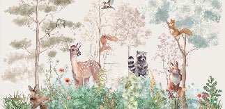 Papier peint chambre enfant nature magique beige