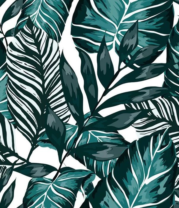 Papier peint intissé feuille couleur bleu paon