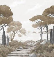 Papier peint balade dans les calanques brun