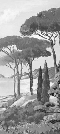 Papier peint balade dans les calanques noir et blanc