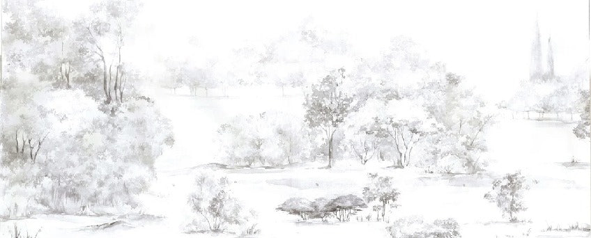 Carta da parati acquerello pineta