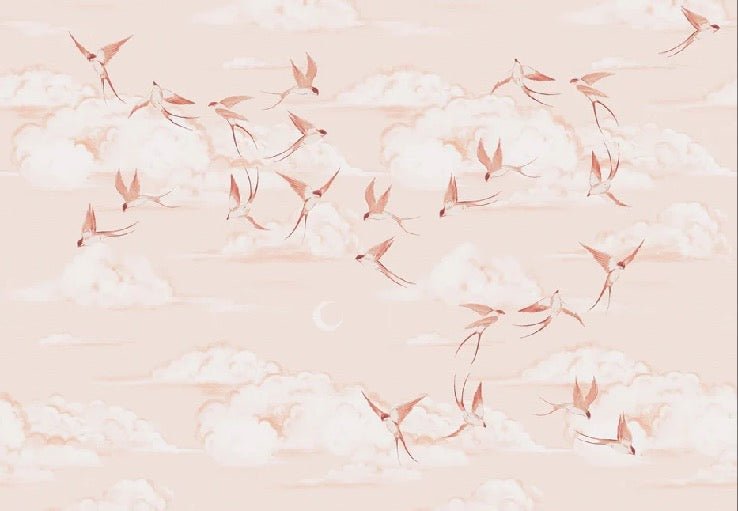 Carta da parati poetica per la cameretta dei bambini in terracotta