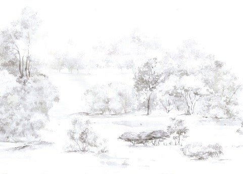 Tapete Kiefernwald Aquarell