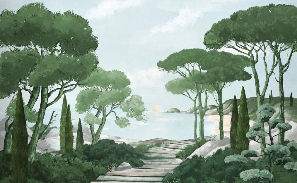 Tapete Spaziergang in den Calanques grün