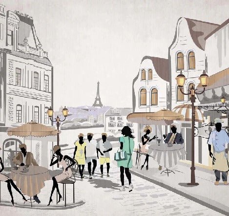 Französische Tapete Paris Café en terrasse