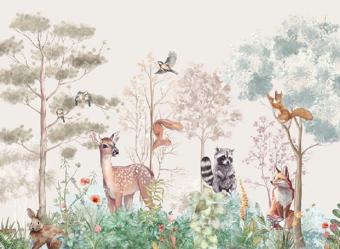Papier peint chambre enfant nature magique beige