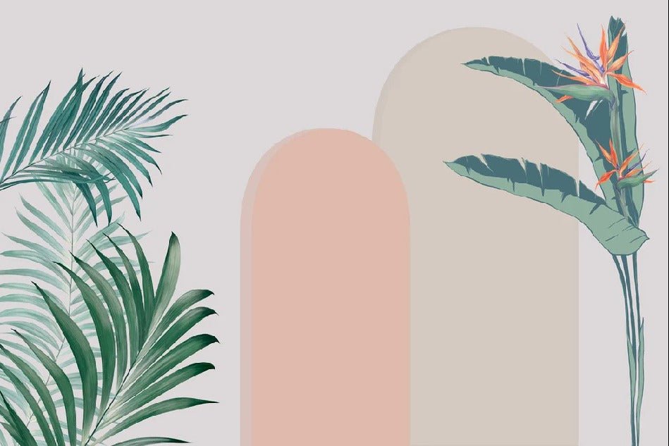 Papier peint chambre arches plantes