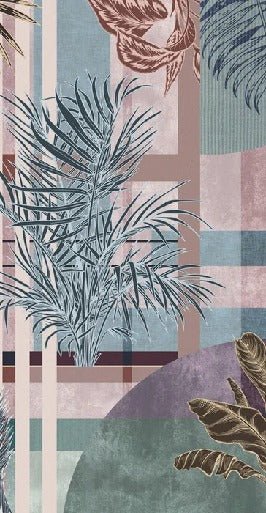 Tapete geometrische Palmen rosa