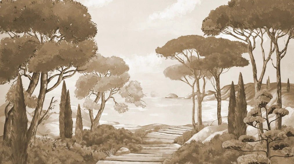 Papier peint balade dans les calanques monochrome