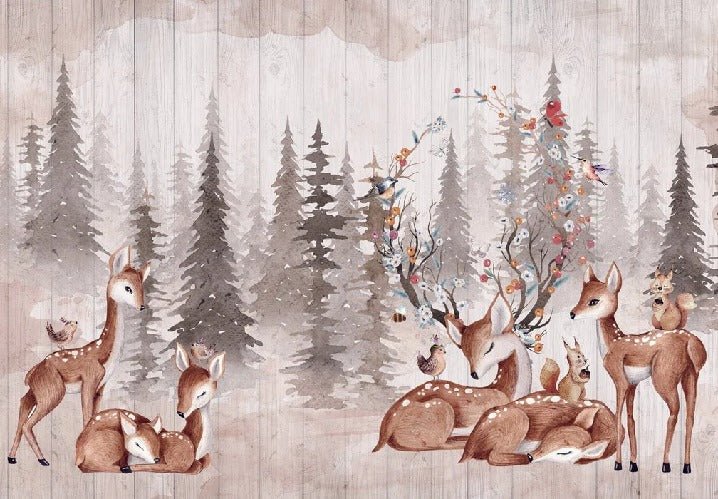 Papier peint chambre enfant douces biches